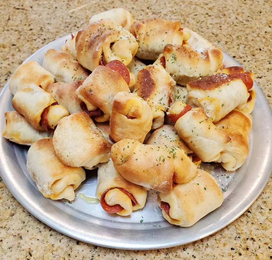 Plate of pepperoni rolls